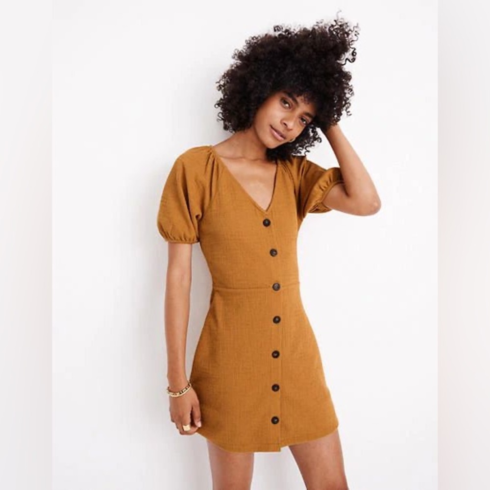 Madewell Brown Button-Front Mini Dress